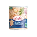BABYBIO 5 CEREALES VERVEINE FLEUR D'ORANGER CAMOMILLE 220G