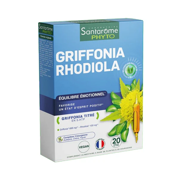SANTAROME GRIFFONIA RHODIOLA 20AMPOULES SANTAROME GRIFFONIA RHODIOLA 20 AMP – Image 1