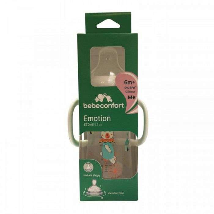 IMG_0089 BB CONFORT BIBERON EMOTION AVEC POIGNEES 270ML FUNNY FRIENDS BLANC – Image 1
