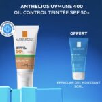 LA ROCHE POSAY OFFRE ANTHELIOS UVMUNE400 OIL CONTROL TEINTÉE SPF50+ 50ML + EFFACLAR GEL MOUSSANT 50 ML OFFERT