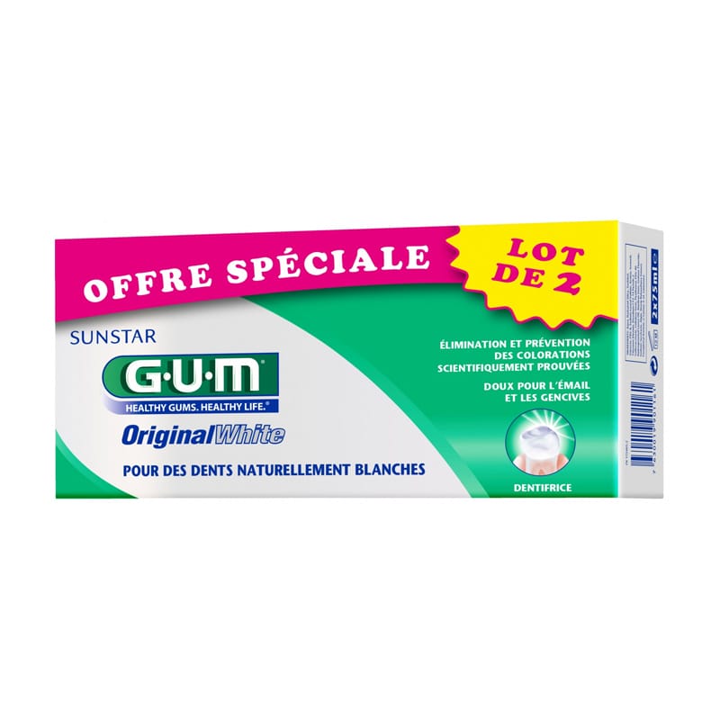 IMG_2683 GUM ORIGINAL WHITE DENTIFRICE PACK DUO 75MLx2 – Image 1