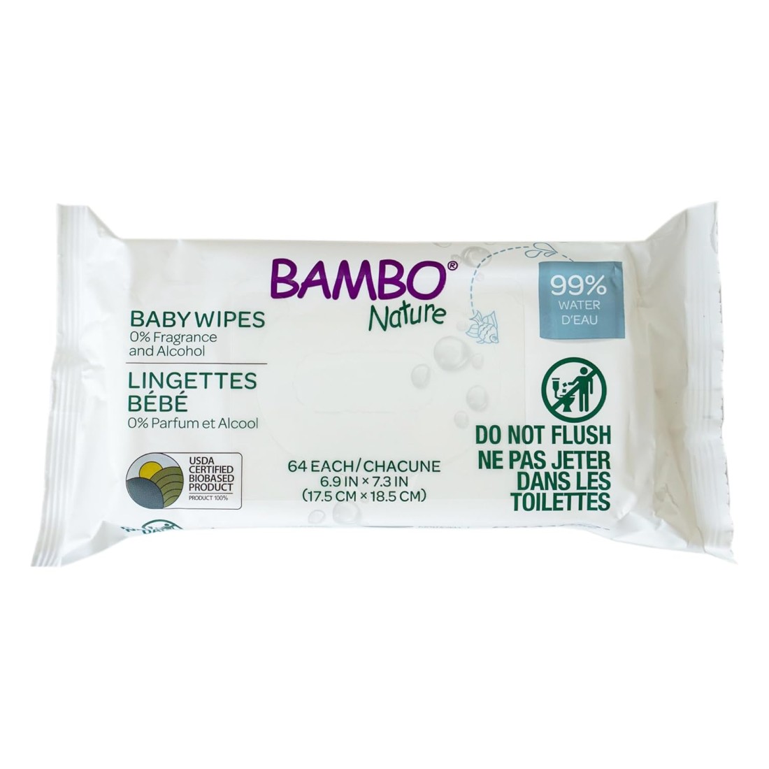 IMG_3190 BAMBO NATURE LINGETTES BÉBÉ 64 UNITÉS – Image 1